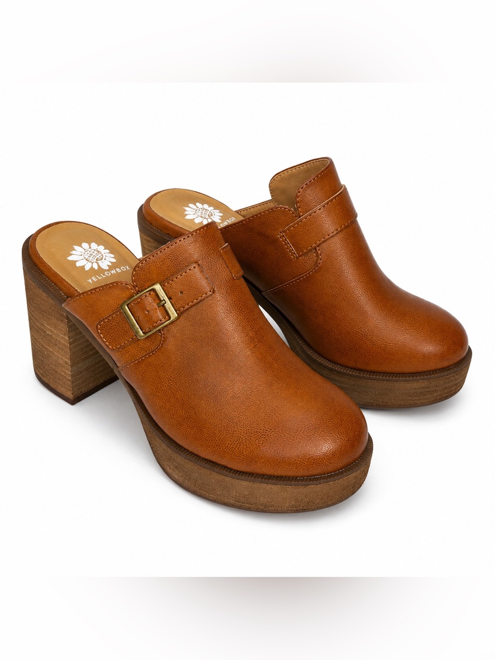 Yellow Box Women’s Larry Brown Platform Clog Mules Buckle Block Heel Size 8.5
